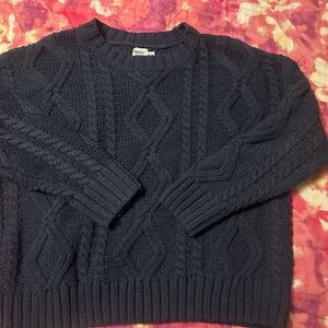 Princess Polly Dark Blue Cable Knit Sweater